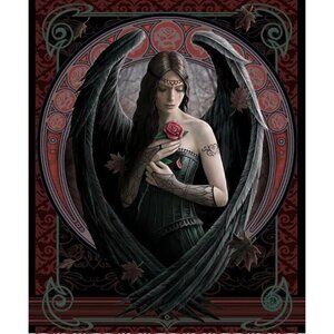 New Anne Stokes Angel Rose Fairy Plush Throw Gift Blanket Sherpa Gothic Soft NIP